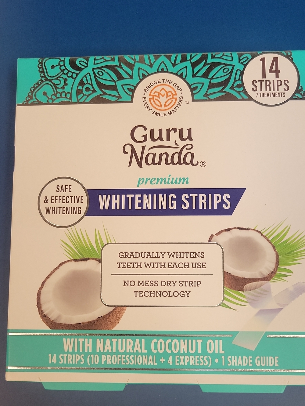 Premium Whitening Strips with Natural Coconut Oil - White